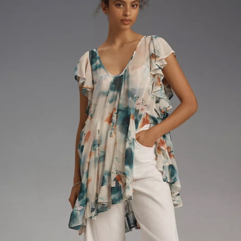 Anthropologie Godet Swing Tunic Top Size L